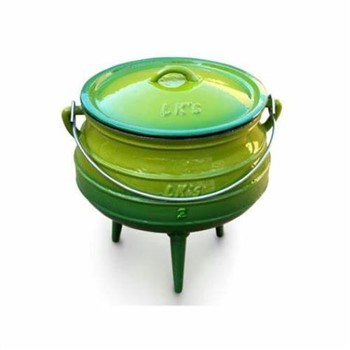 3 Leg Enamel Green Potjie #3