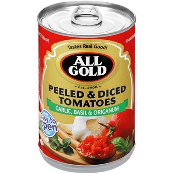All Gold Peeled & Diced Tomatoes Garlic, Basil & Origanum